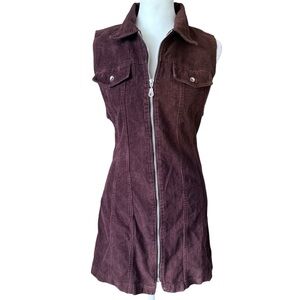 5.7.9 Vintage 90’s Brown Corduroy Sleeveless Zipper Mini Dress womens size 5